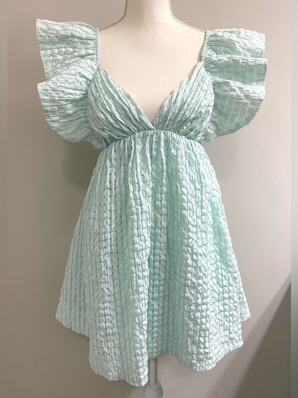 Day+Moon Womens M Mint Green Ruffle Dress Boho Summer Coastal Preppy Cottagecore - Picture 15 of 15